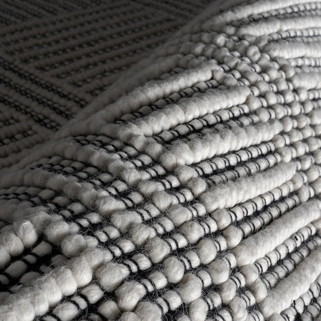 Devon Ivory Striped Hand Woven Wool Area Rug