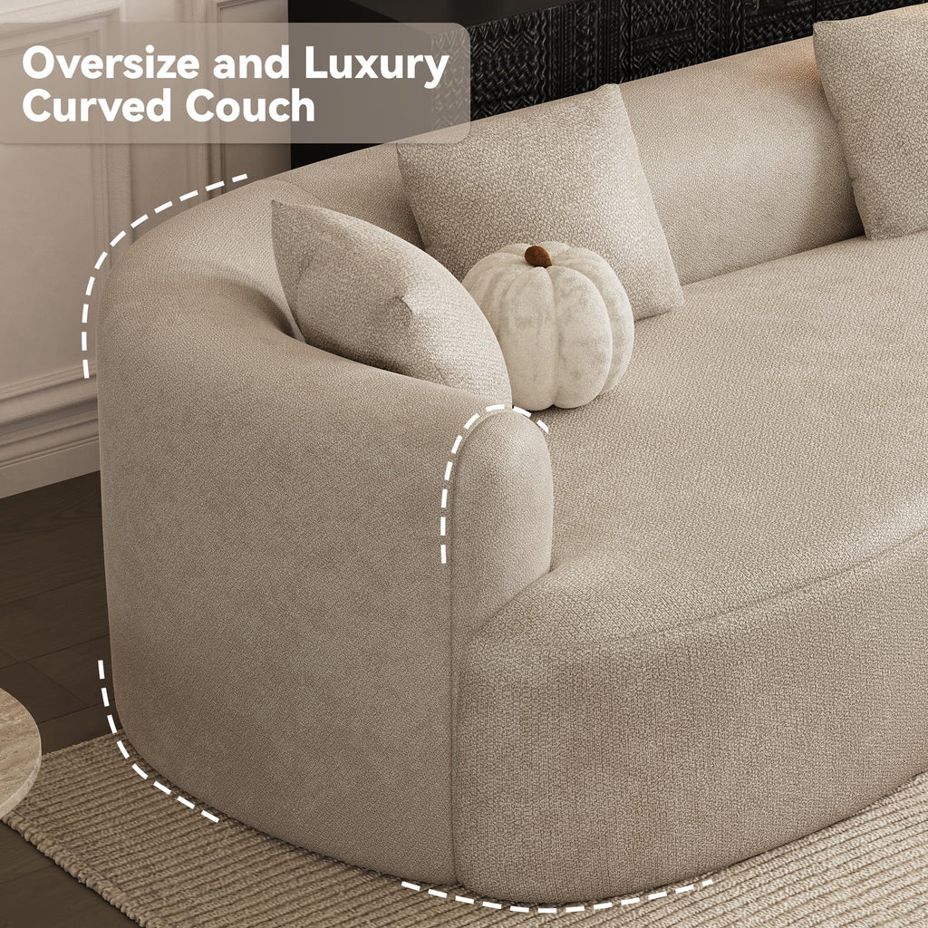 111" Oversized Boneless L-Shaped Sectional Sofa, Light Brown