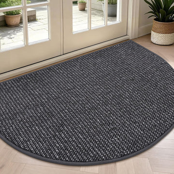 Dirt Trapper Door Mat 36" x 60" Half Circle Non Slip, Charcoal