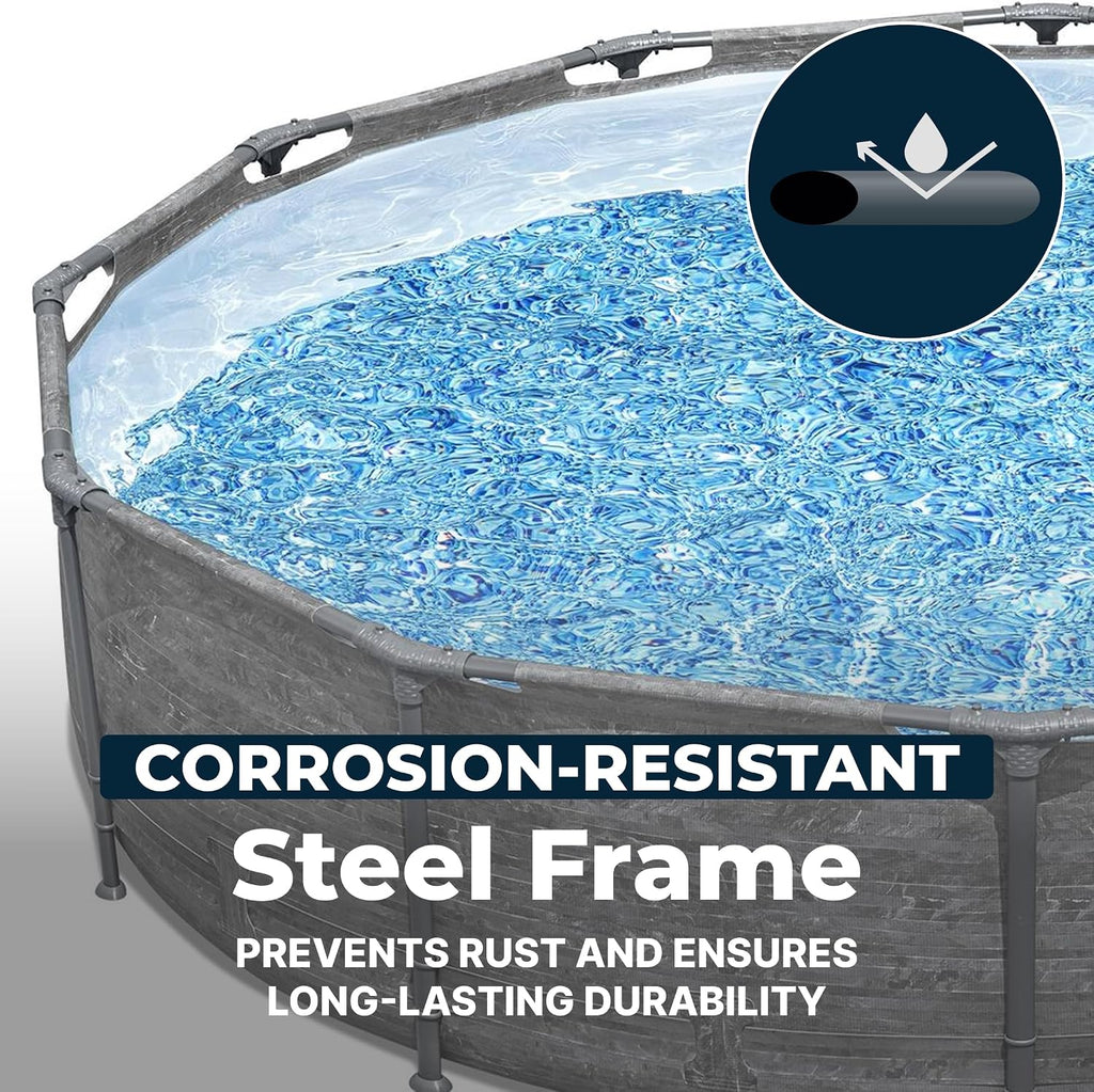 Steel Pro MAX 12' x 30" Above Ground Pool, Round Metal Frame Outdoor Swimming Pool Set with Filter Pump, Stacked
