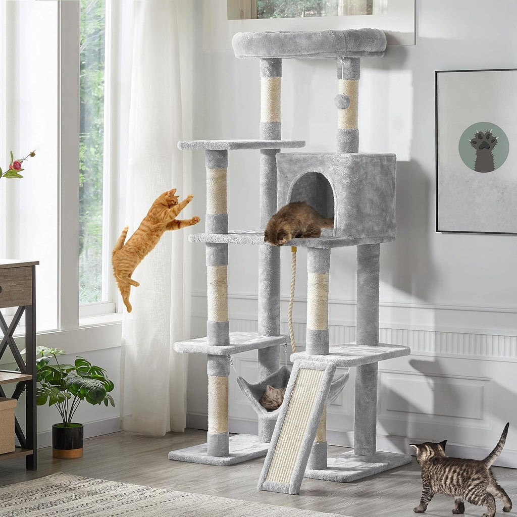 63in Sturdy Large Cat Tree for Indoor Heavy Cats, Tall Tower