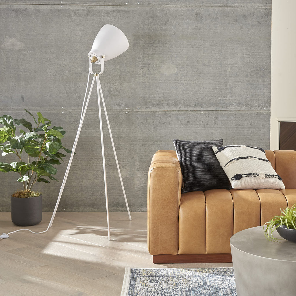 Home 57" Tripod Floor Lamp, Modern, Industrial, Transitional, White