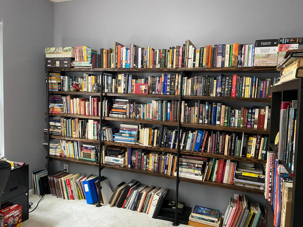 Industrial Pipe Shelves, 3-Set 5-Tier 68" Tall, 12" Depth, DIY Open Bookshelf Bookcase, Wall Mount Vintage Retro
