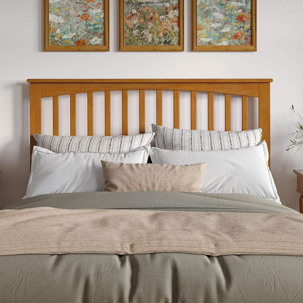 Becket Queen Solid Wood Low Profile Platform Bed, Light Toffee