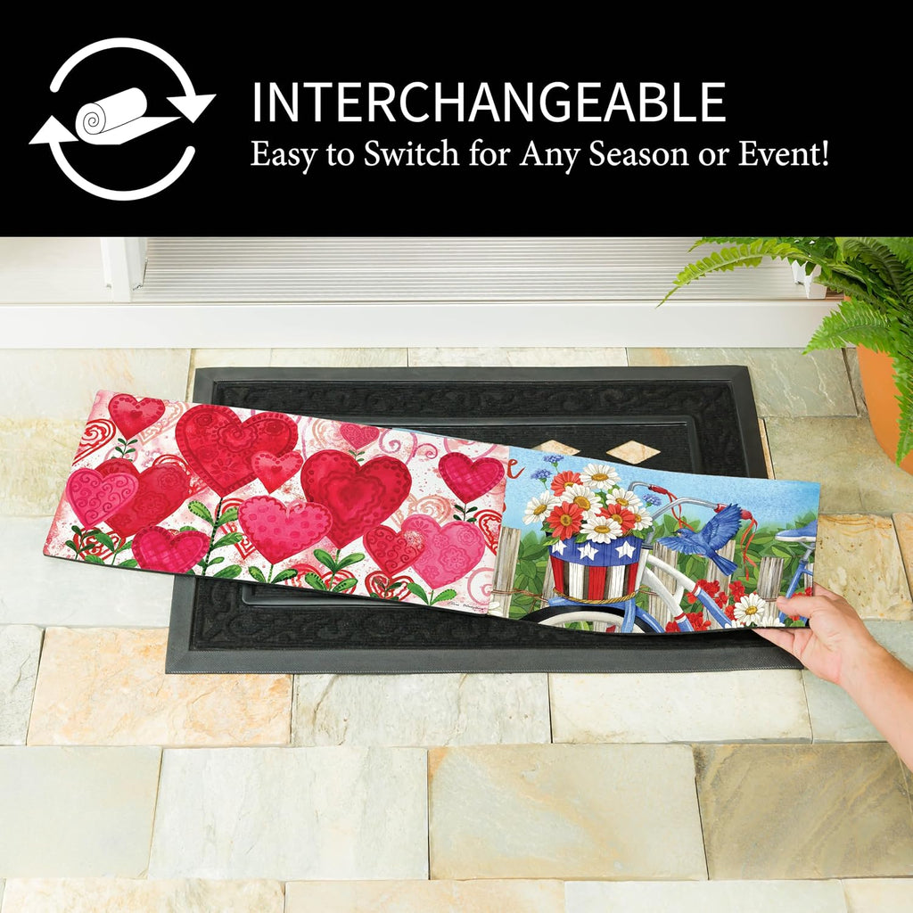 Sassafras Spring Holiday Doormat Insert Bundle & Tray Set of 5, Interchangeable Entrance Door mats Indoor and Outdoor