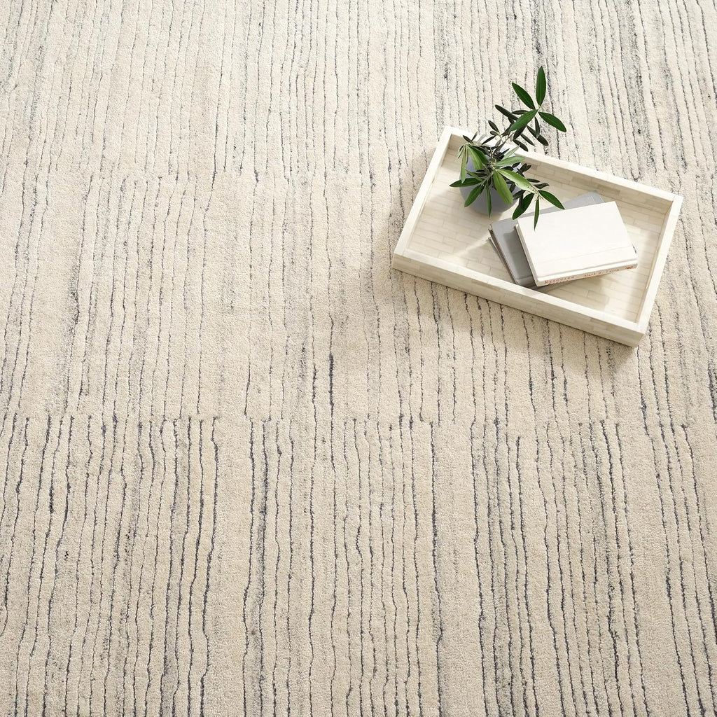 Avery Pewter Blue Striped Hand Tufted Rug