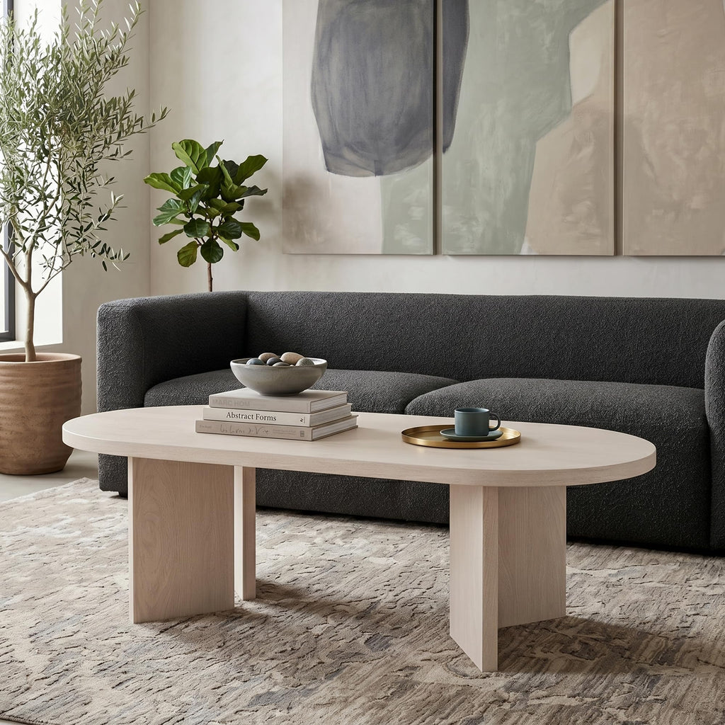 48" Scandinavian Coffee Table, Beech White