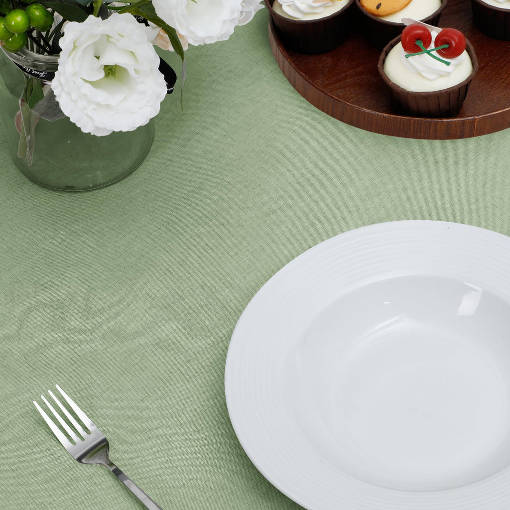 Waterproof Faux Linen Tablecloth, Rectangle, 60x120in, SageGreen