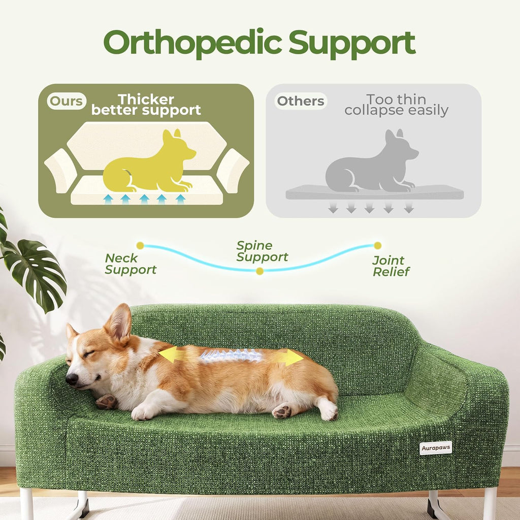 Elevated Dog Bed with Bolster Cushion, 2-in-1 Dog Cot for Medium Dogs