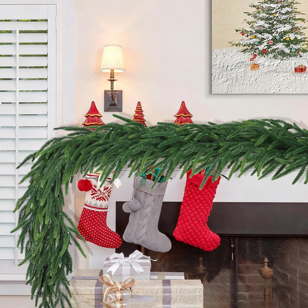 Realistic Thick and Lush Christmas Garland for Mantle Christmas Decorations Indoor 16FT Real Touch Artificial Pine