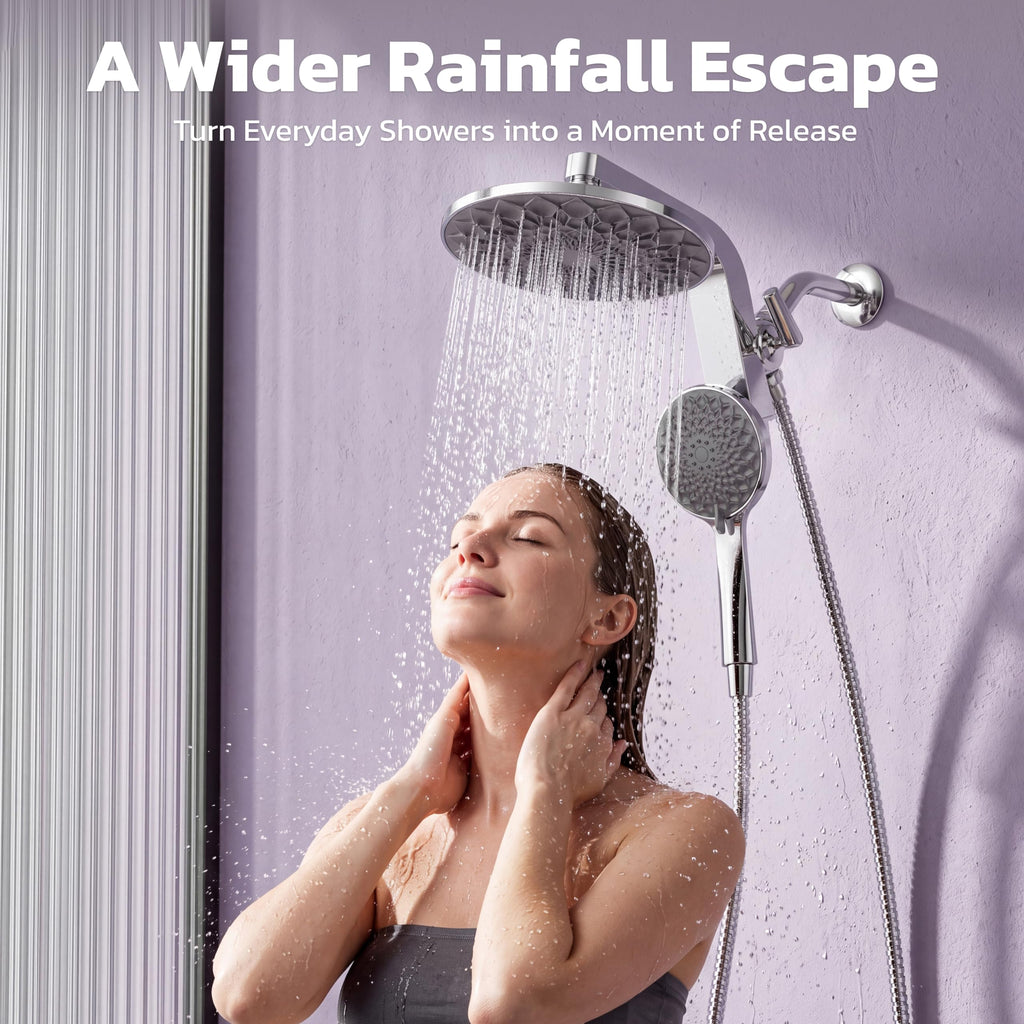 Rain Shower Head with Handheld, 9" Dual Magnetic Shower Heads Combo