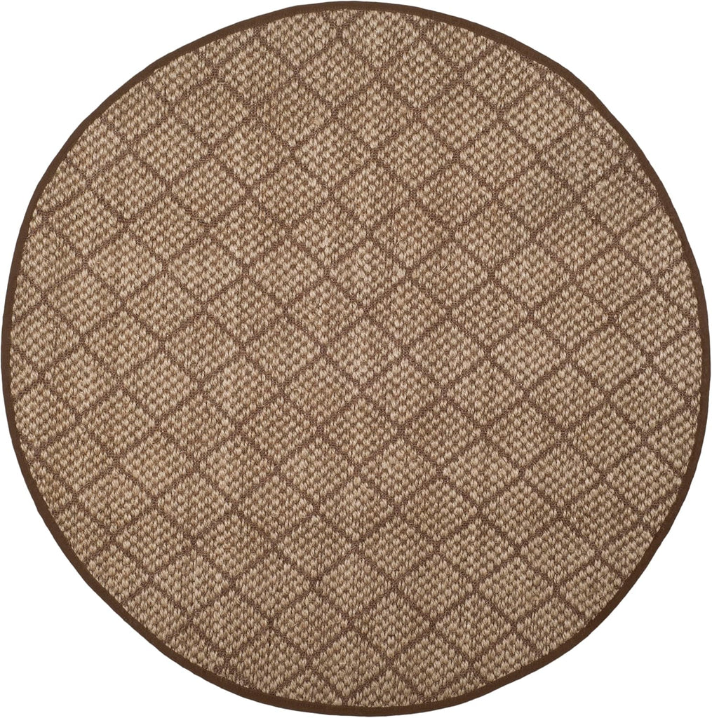 Natural Fiber Collection Area Rug - 6' Round, Natural & Brown, Diamond Trellis Sisal Design, Easy Care, Ideal for