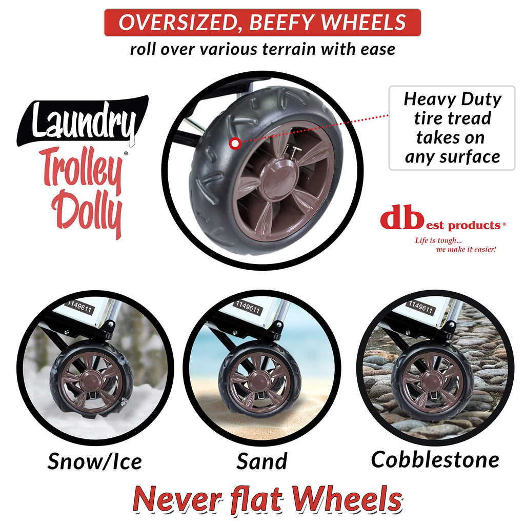 Laundry Trolley Dolly, Brown Laundry Bag Hamper Basket cart with wheels sorter