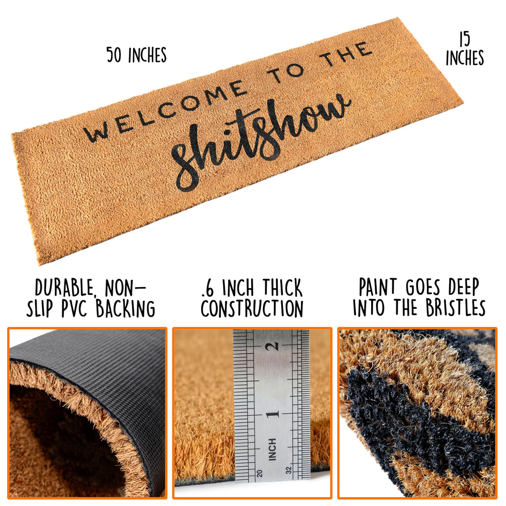 Welcome to the Shitshow Long Doormat 50x15 Inch, Oversized Welcome Mat Coir