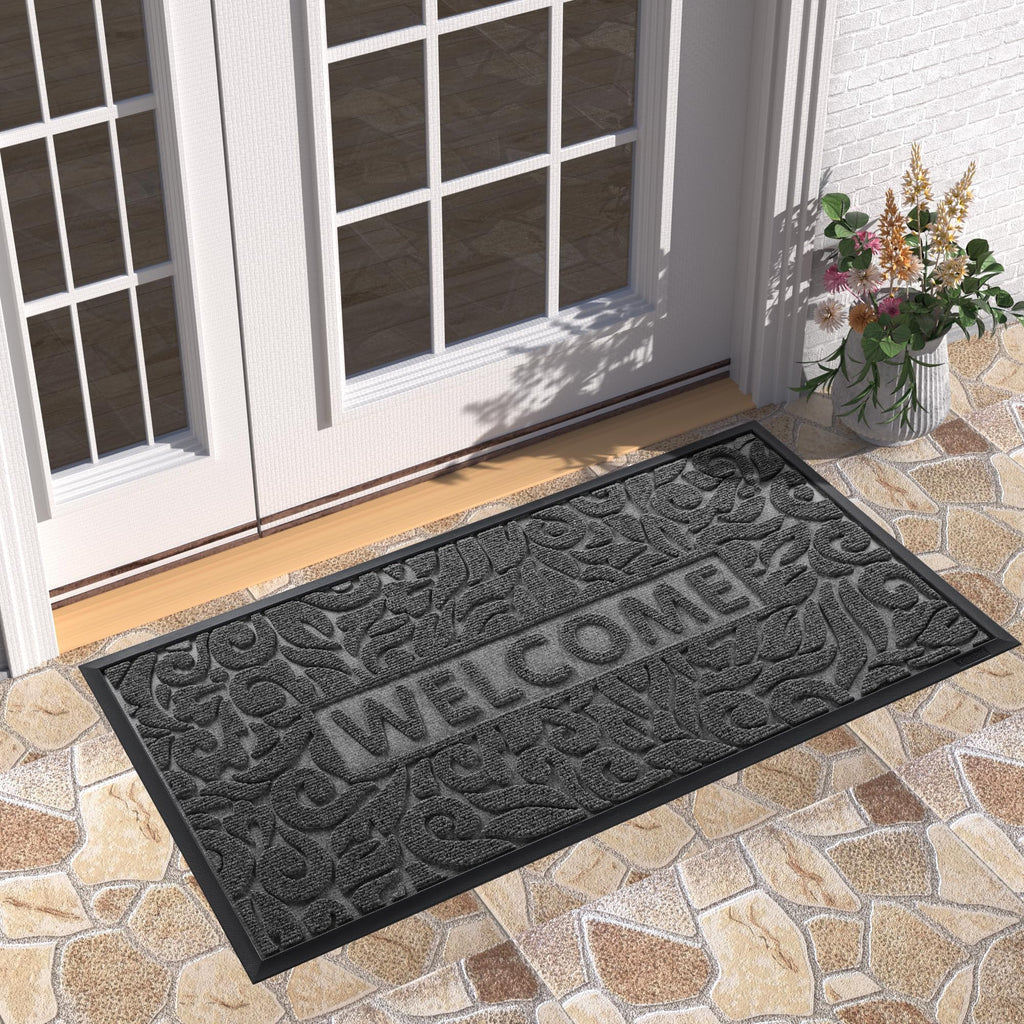 Large Welcome Mat 47x24, Waterproof Non-Slip Outdoor Mats for Front Door Outside Entrance, Low-Profile Entryway Mat