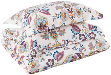 Abstract Paisley Printed Flannel 200 GSM Luxury Duvet Cover Set, Multicolor