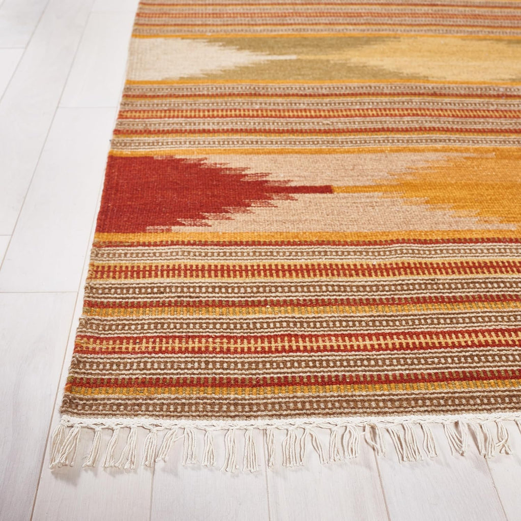 Kilim Collection Accent Rug, Natural & Multi, Handmade Southwestern Tribal Wool, Ideal for High Traffic