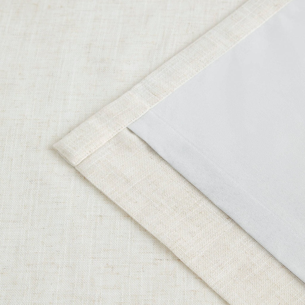 Natural Pinch Pleated Full Blackout Curtains Linen Blended Room Darkening Window Curtains 120 inch Bedroom Thermal