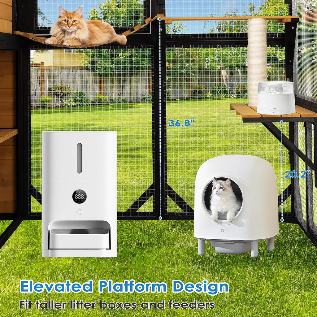 Catio Outdoor Cat Enclosure, 6 Platforms, Walk-in Door, Window Access