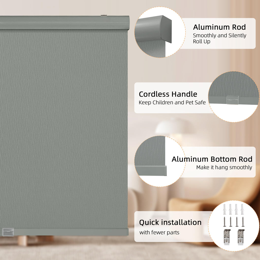 Blackout Window Shades, Cordless Roller Blinds for Indoor Windows
