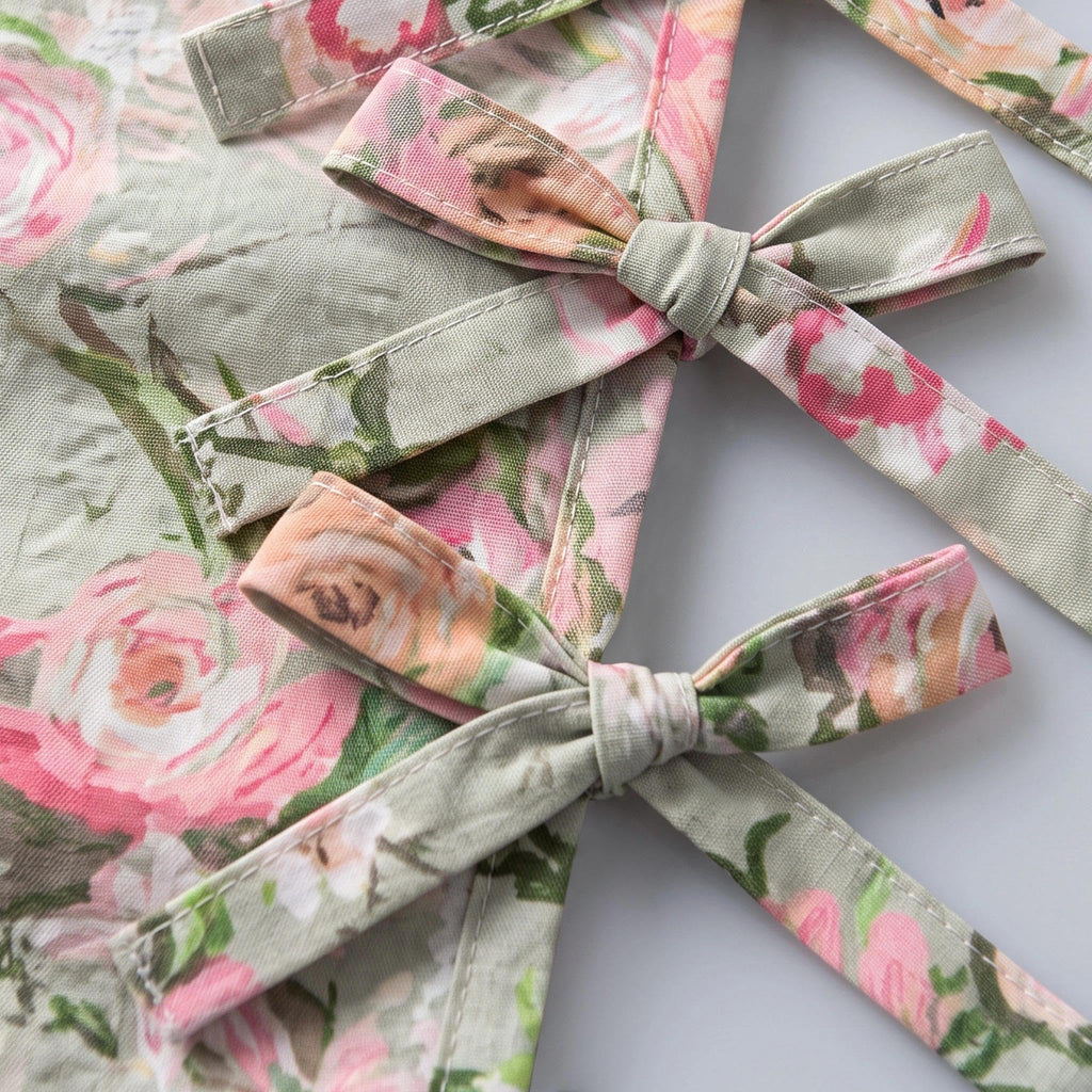 Boho Tie Top Ruffle Lace Tier Curtain Oven Sink Kitchen Valance Bird Branch Toile (Vintage Pink Rose, Tie Top, 30" W x