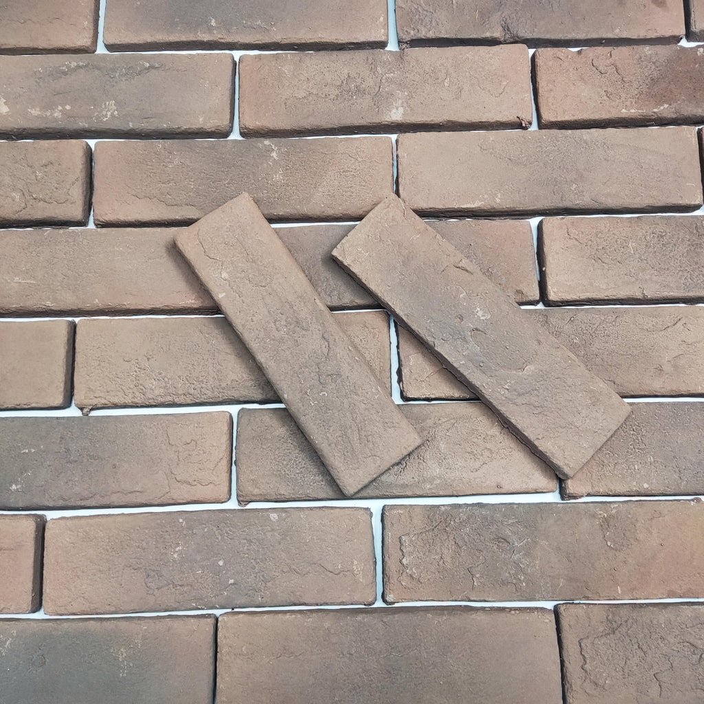 20 Pcs Brown Thin Wall Brick Veneers, 2.4in x 7.9in Backsplash, Fireplace, Living Room, Interior and Exterior Wall