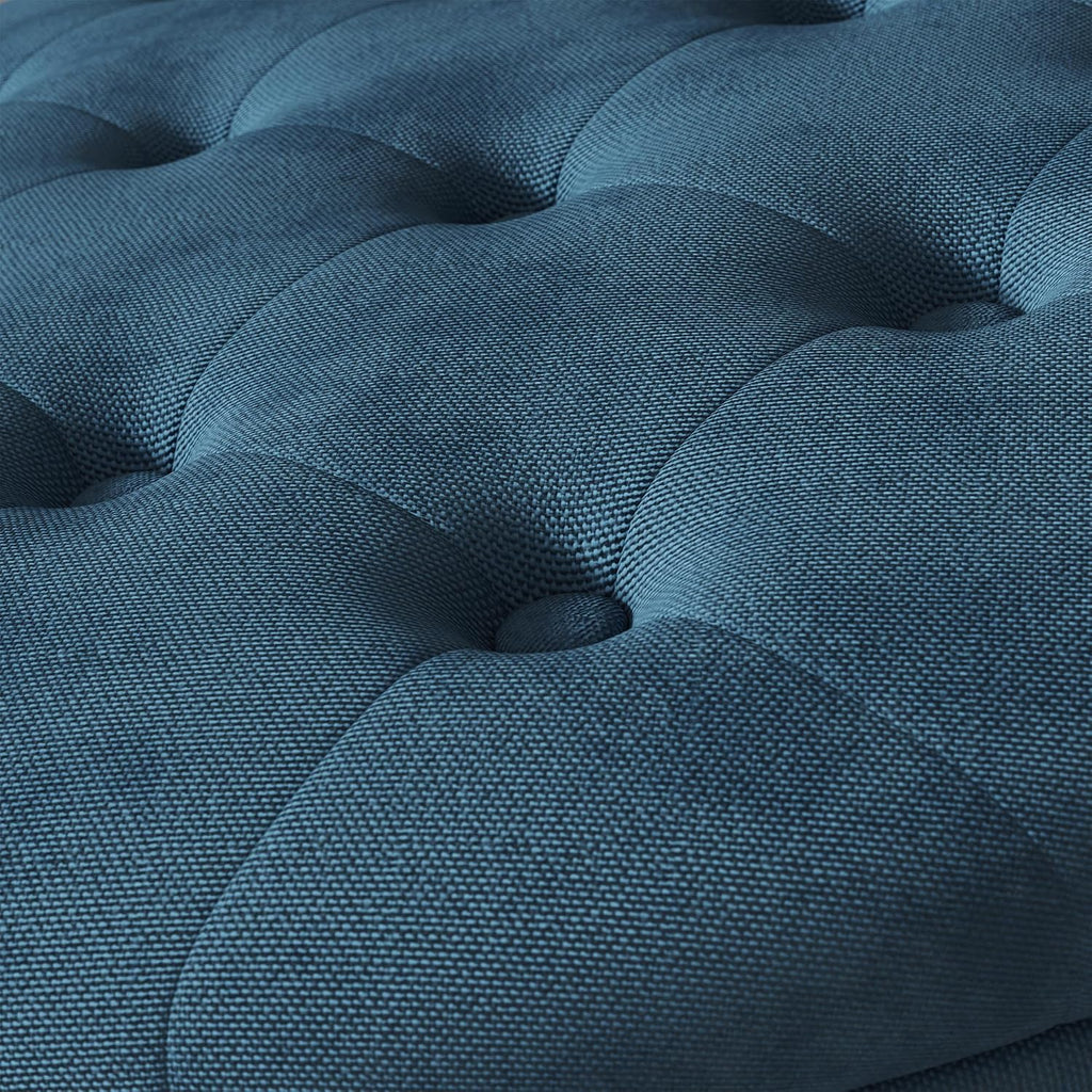 30 Inch Round Storage Ottoman,Modern Blue Tufted Ottomans,Circular Coffee Table with Removable Top,Upholstered Large