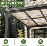 10 * 20FT Pergola,4 * 7 Inch Thickened Pillars & Enlarged Base,Outdoor Hardtop Lean to Gazebo,Wall Mounted