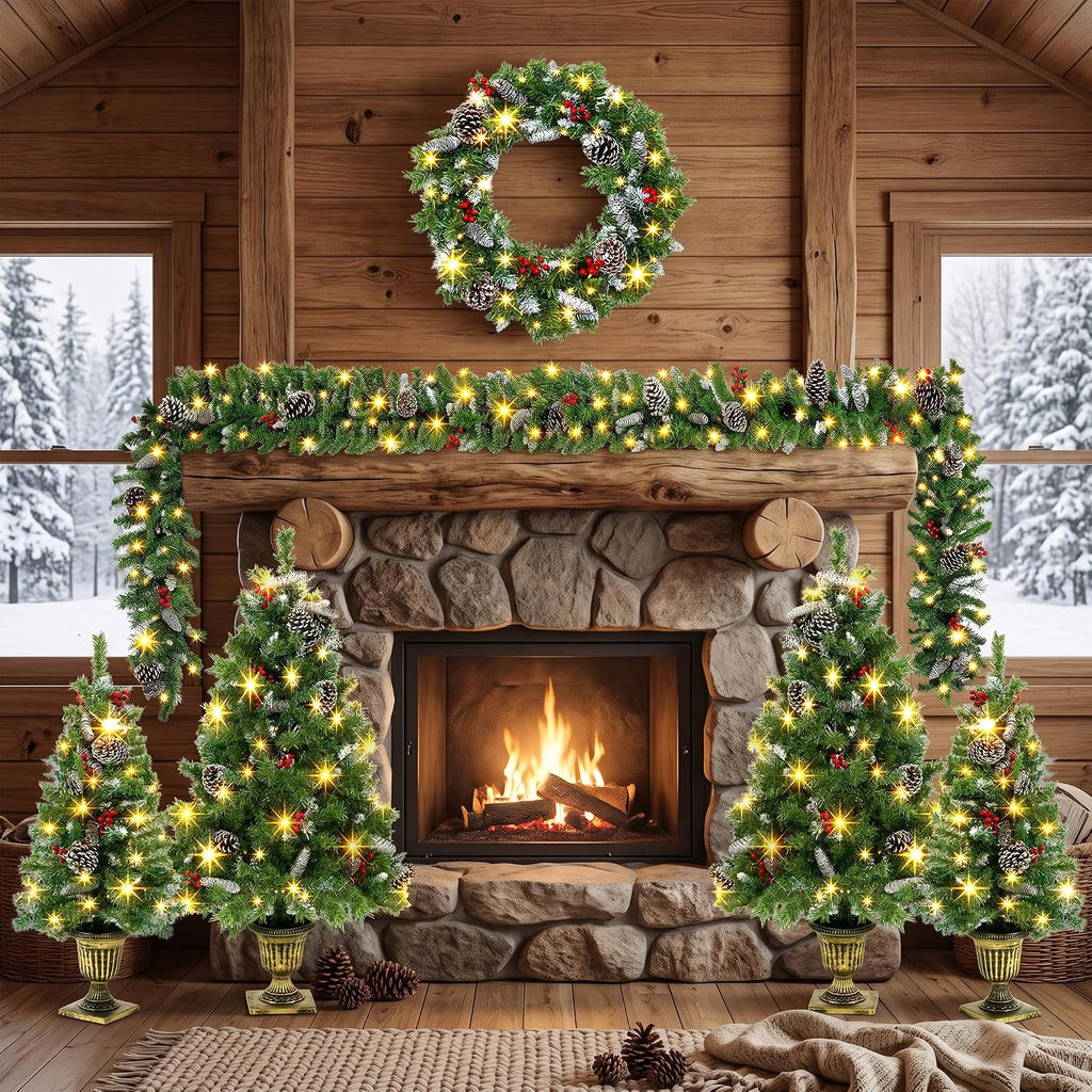 Piece Christmas Tree Set, 3'4' Pre‐lit Artificial Christmas Tree