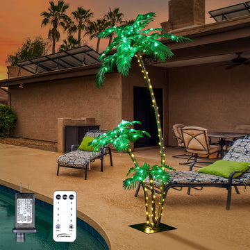 Lighted Palm Tree 7FT 3FT 2FT Artificial Palm Tree Decor for Outdoor 218 LED Light up Fake Tree for Indoor Outside