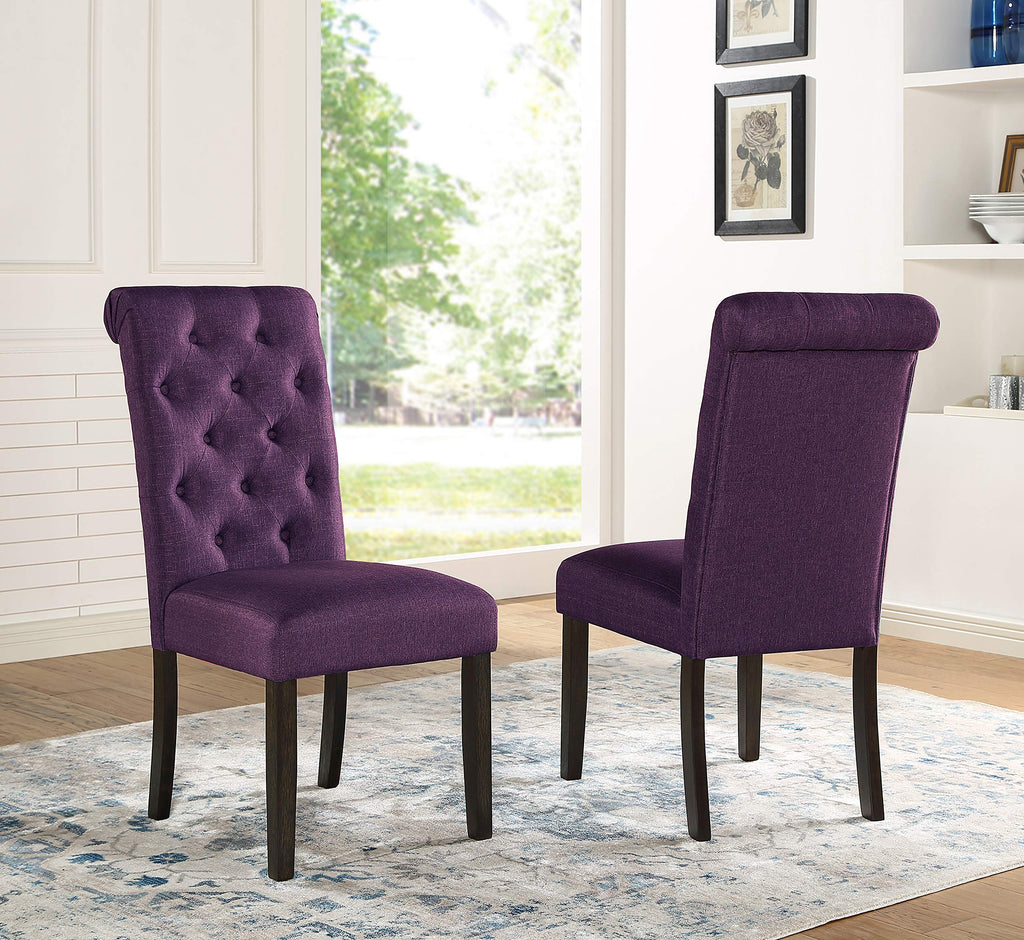 Leviton Urban Style Dark Washed Wood Dining Set: Table, 4 Chairs and Bench, Purple