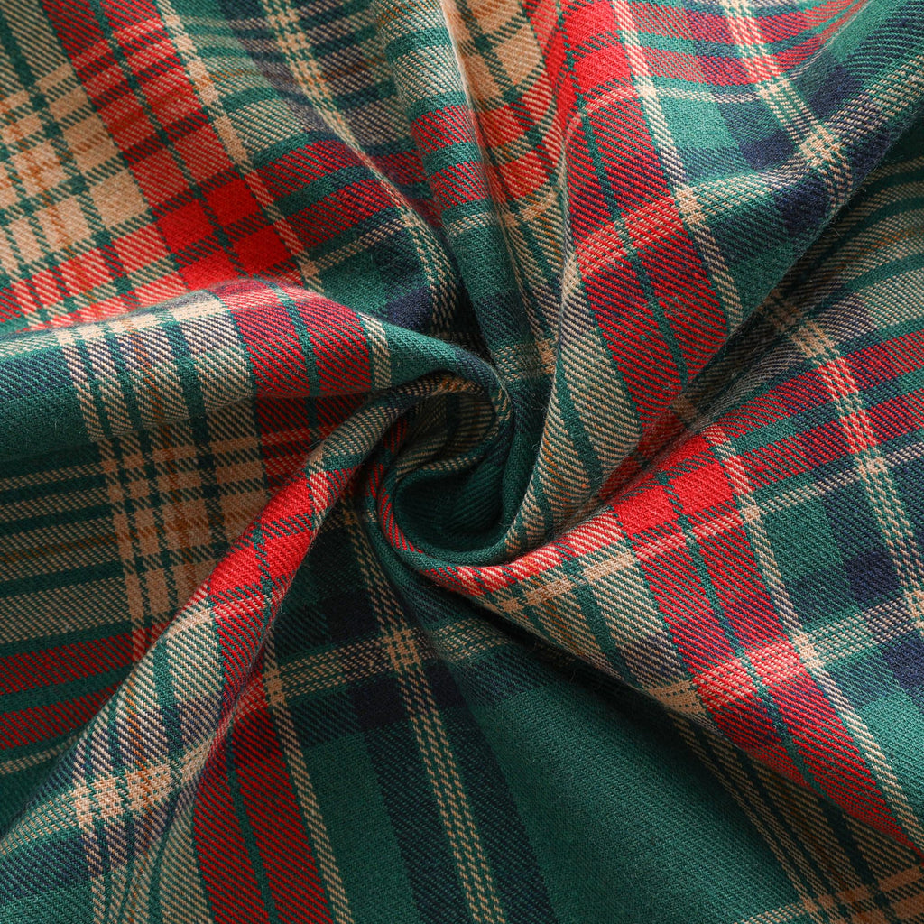 2 Pcs Scottish Plaid Tier Curtains Rod Pocket Small Window Curtain Green Vintage Geometric Design Kitchen Bathroom