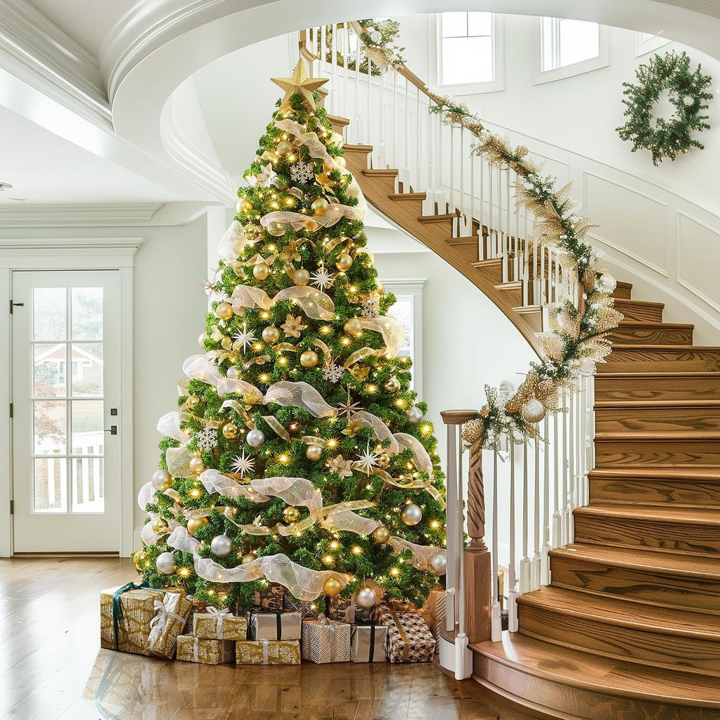 Prelit Artificial Christmas Tree with 900 Warm White Lights