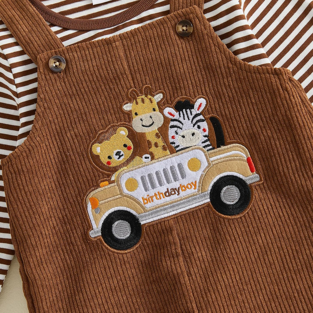 Toddler Baby Boy Birthday Outfits T-Shirt Overalls Pants Set