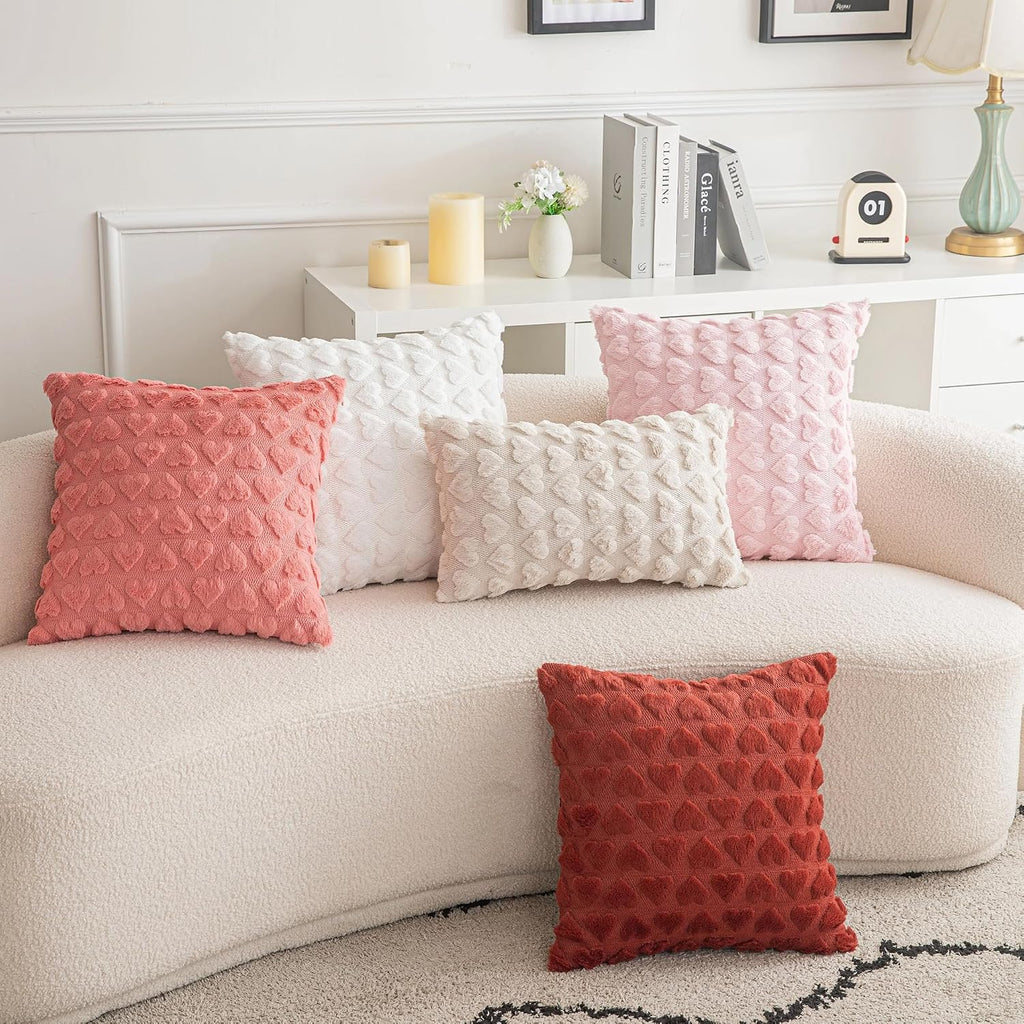 Heart Love Cute Decorative Valentines Throw Pillow Covers 18x18 - Set of 2