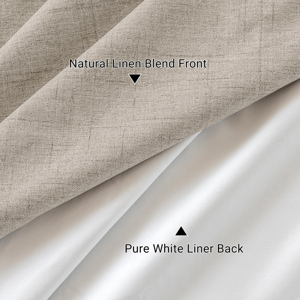 100% Blackout Linen Drapes Sliding Glass Door Curtains 84 Inch