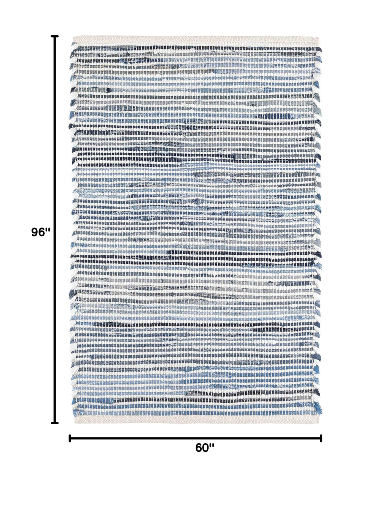 Denim Rag Blue Striped Handwoven Rug