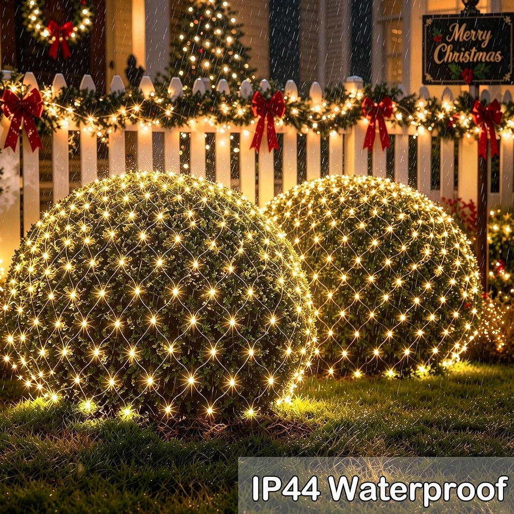 6.5ft x 6.5ft Solar Net Lights, 120LED 34 Colors Changing Christmas Net Lights Solar & USB Powered, Waterproof Mesh