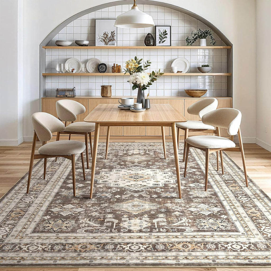 Vintage Living Room Area Rug 10x14 - Large Soft Washable Oriental Traditional Distressed Farmhouse R