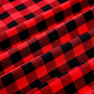 Buffalo Plaid Fabric 56x36 in Cotton Christmas Decorations, Red-Black