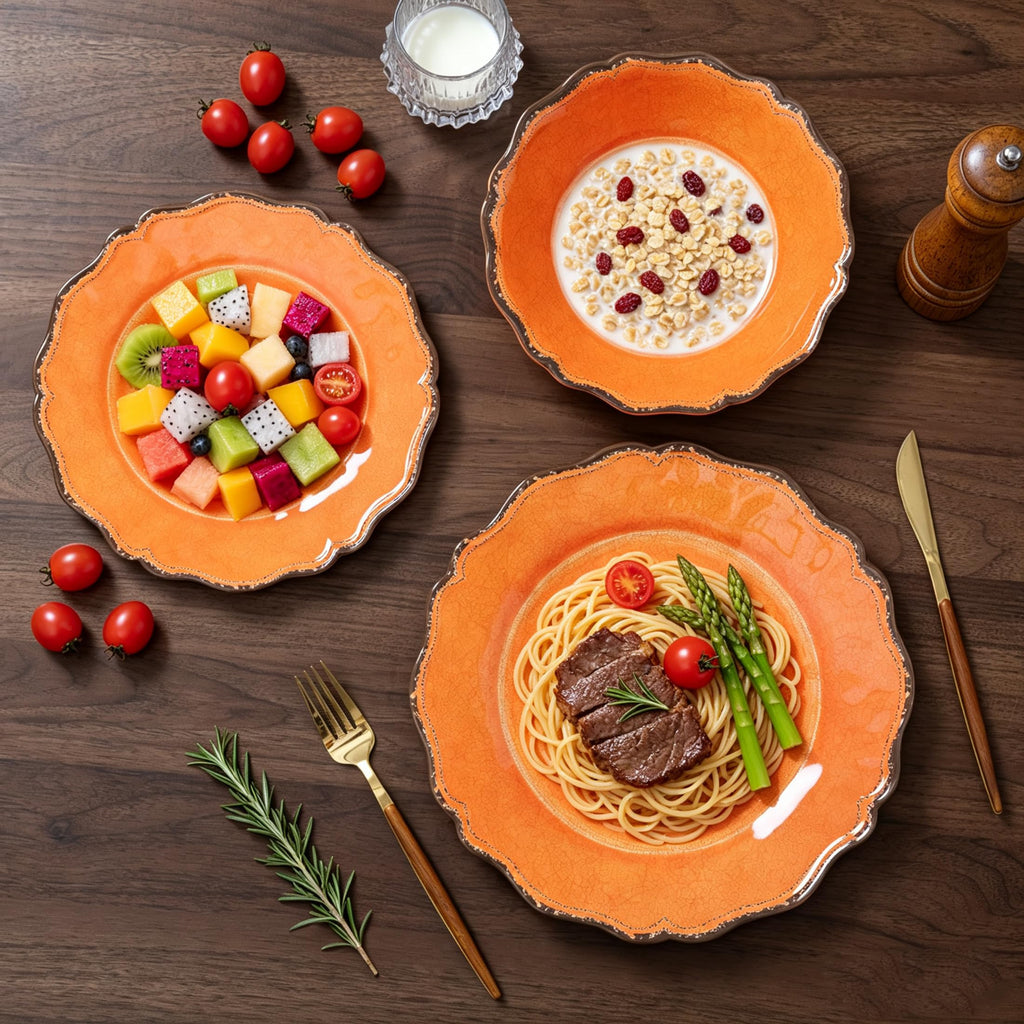 12 Piece Lightweight Fall Melamine Dishes Dinnerware Set for Party Camping
