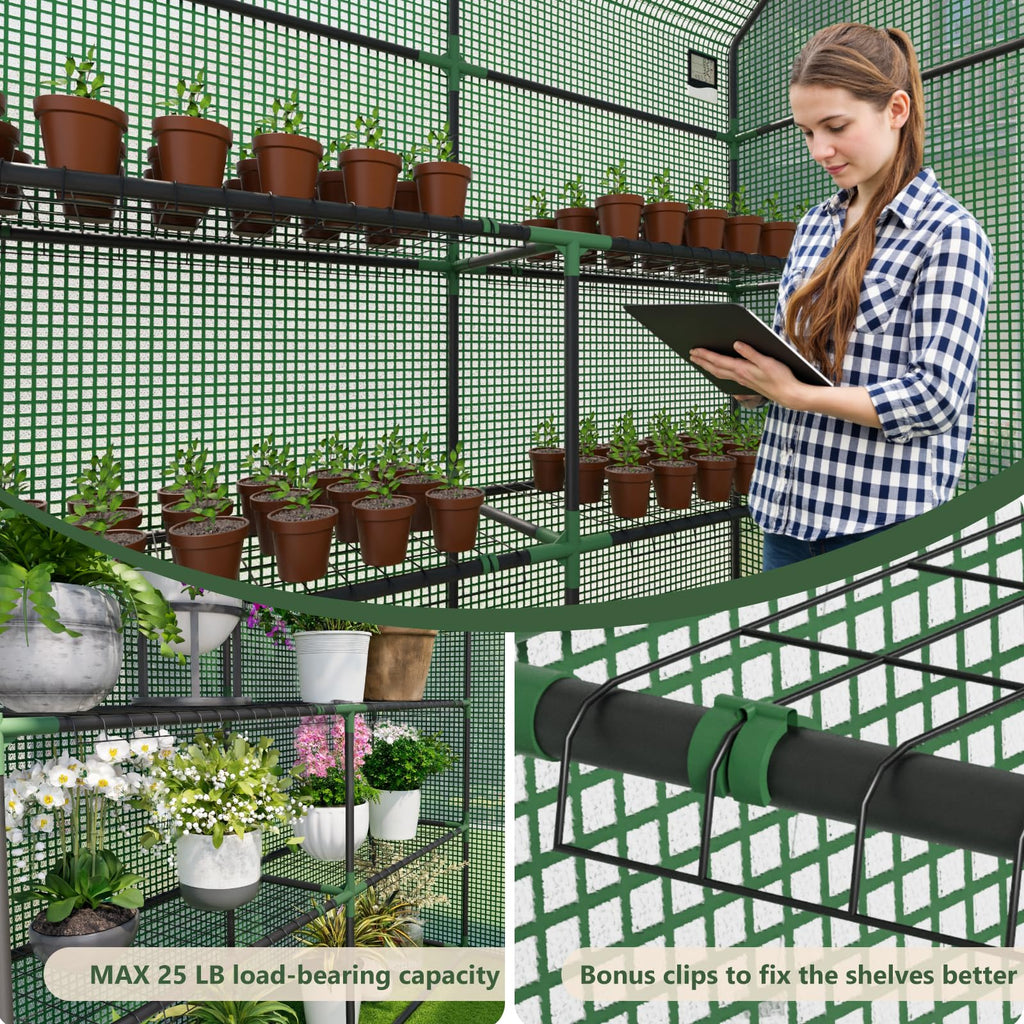 Small Greenhouse for Outdoors, Walk-in Plant Greenhouse with 8 Shelves