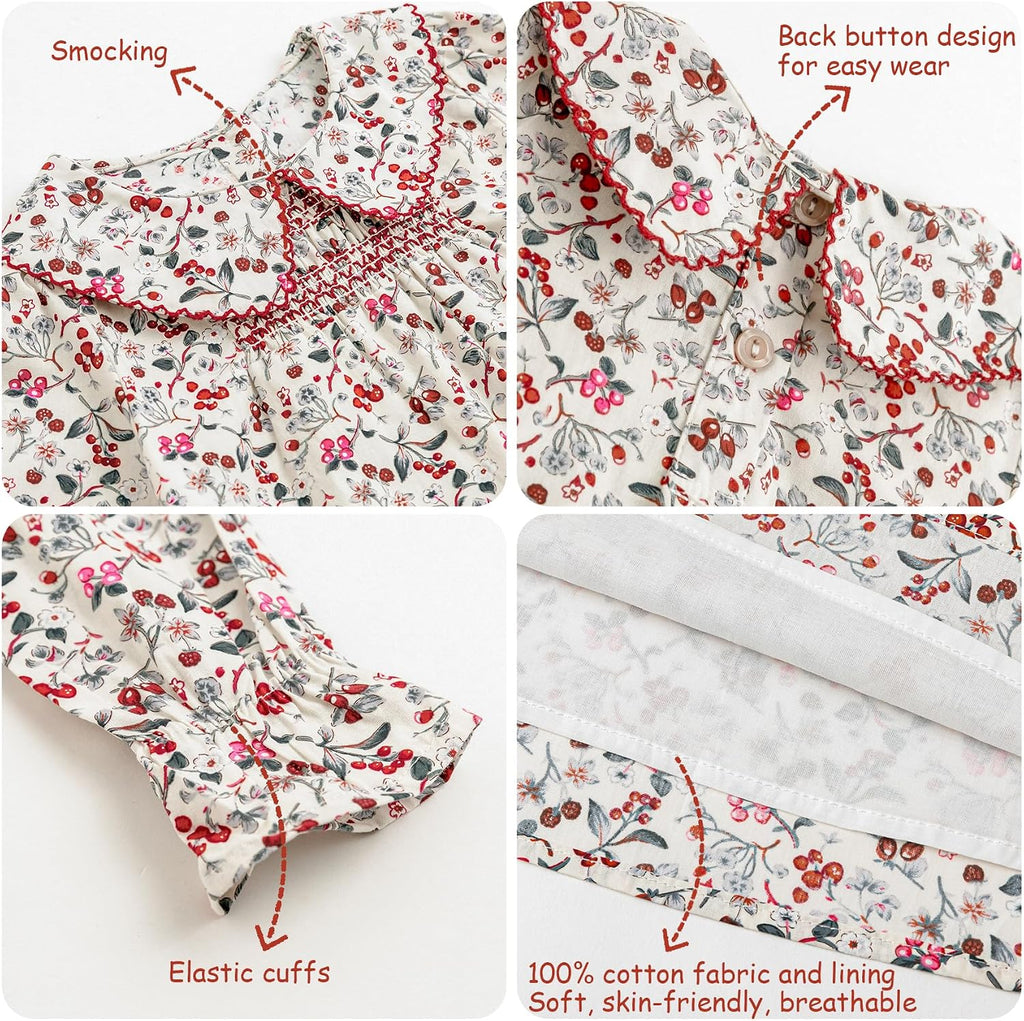 Toddler Floral Dress, Long Sleeve Smocked