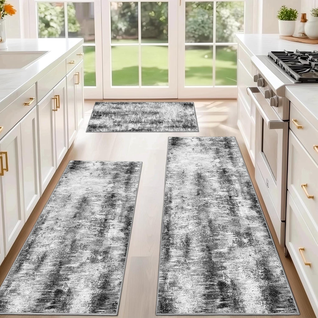Upgrade Non Slip Kitchen Rugs Sets of 3 Washable Kitchen Mats for Floor Abstract Kitchen Runner Rug Ultra Soft Floor