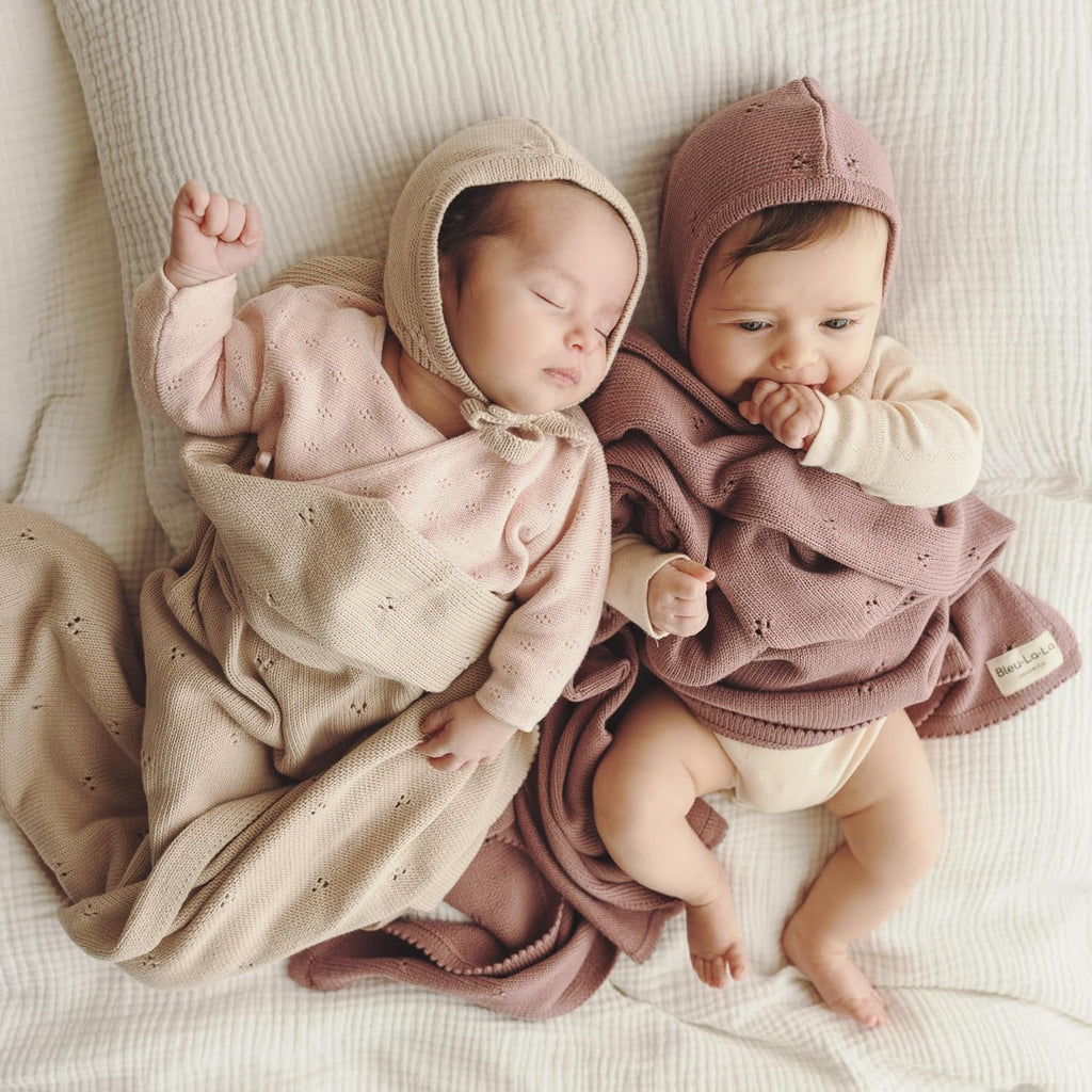 100% Luxury Organic Cotton Pointelle Knit Baby Quilt Blanket - Refined Lightweight Heirloom Nursery Essential