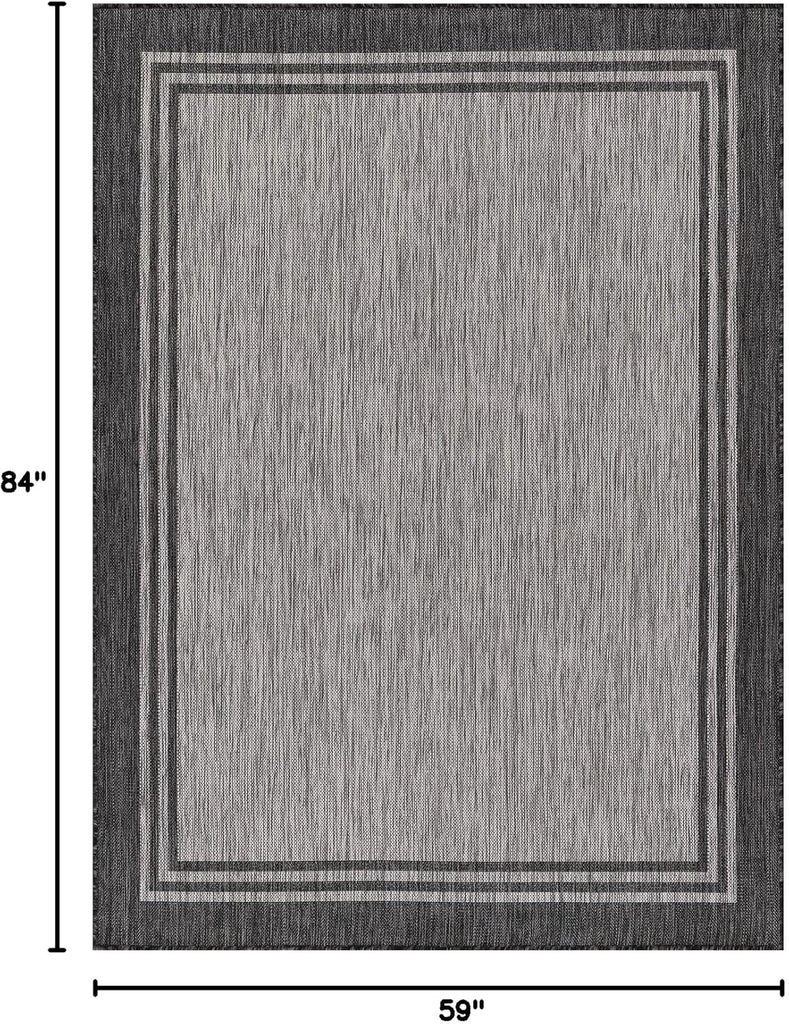 Bordered Outdoor Rug 5x7 Washable Outside Carpet for Indoor Patio Porch Waterproof Easy Cleaning Non