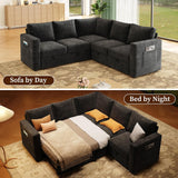 83.5" Sectional Sleeper Sofa with Pull Out Couch, Modern 5 Seat L Shaped Modular Couch