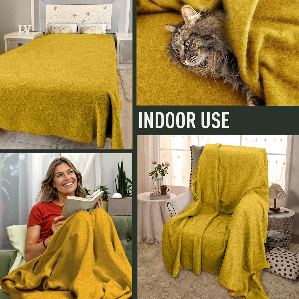 Large Military Wool Blanket - Warm & Thick Emergency Survival Blanket Great for Camping, Outdoors, Sports Events