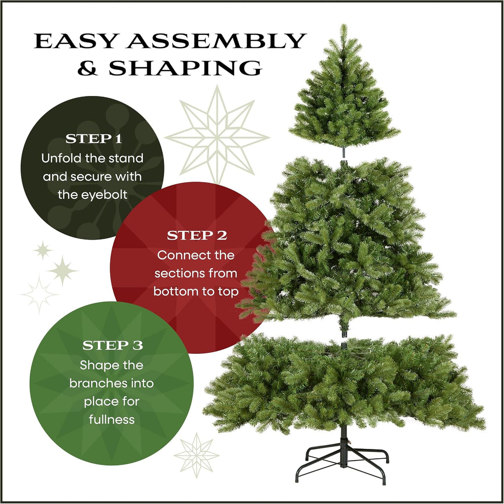 Tree Company 6.5ft Pre-Lit Norwegian Spruce Christmas Tree | 650 Clear Lights, 956 Feel Real Tips, Includes Stand