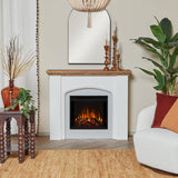49 Inch Electric Fireplace with Mantel, Freestanding Fireplace Heater with Realistic Log and Flame Effect, Remote Control and Timer, White